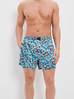 American Eagle - Men Blue Butterflies Satin Lounge Boxer Shorts
