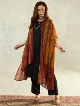 InWeave - Women Black Rayon Round Neck Kurta with Pant and Dupatta
