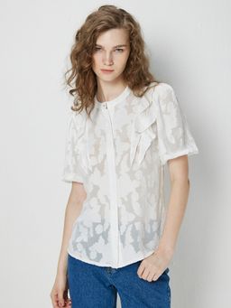 Cover Story - White Self Design Shirt