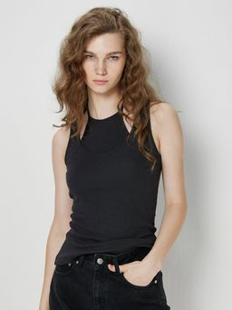 Cover Story - Black Basic Ribbed Top