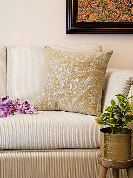 Buy Revive Home Silver Foil Printing Elegant Design Velvet Cushion