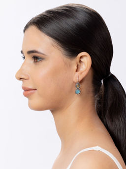 Niscka - Silver Oxidised Earrings with Dual Colour Stone