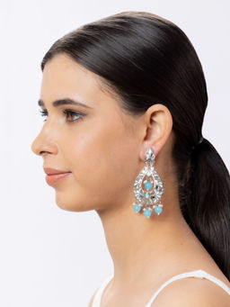 Niscka - Mirror Work Meenakari Earrings with Blue Stone