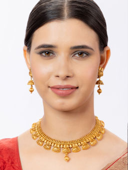 Niscka - 24K Gold Plated Necklace with Earrings (Set of 2)
