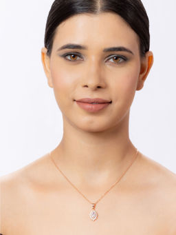Niscka - Rose Gold Leaf Shaped Pendant Necklace