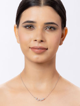 Niscka - Fine Leaf Clover Magnet American Diamond AD Pendant Necklace