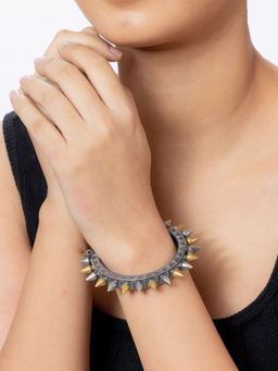 Niscka - Antique Cone Spike Oxidised Kada (2.6)