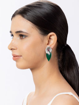 Niscka - Subtle Floral Green Drop Earrings