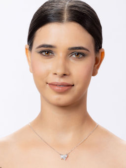 Niscka - Silver Plated Fancy Western American Diamonds Pendant Necklace