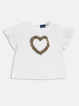 Chicco - Girls White Embellished Heart Top