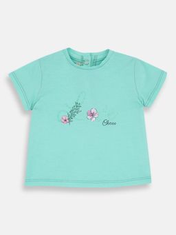 Chicco - Girls Green Floral Printed T-Shirt