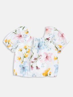 Chicco - Girls White Floral Printed Top
