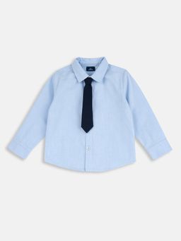 Chicco - Boys Light Blue Solid Cotton Shirt with Tie
