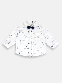 Chicco - Boys White Printed Shirt with Bow