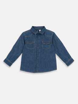 Chicco - Boys Medium Blue Solid Denim Shirt