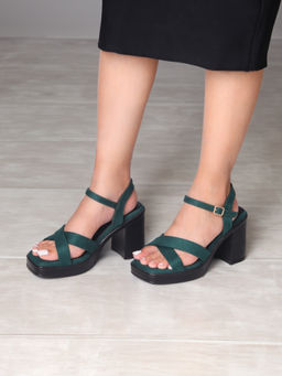 Monrow - Women Irie Green Block Heels