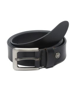 Teakwood - Men Black Textured Genuine Leather Belt