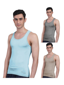 FREECULTR - Men's Twin Skin Bamboo Anti Microbial Breathtech Cotton Vest, Pack of 3