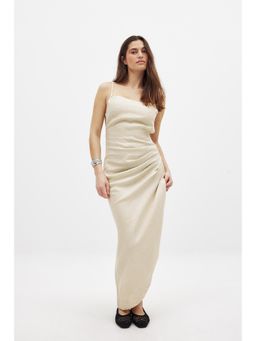 NA-KD - Beige Draped Linen Dress