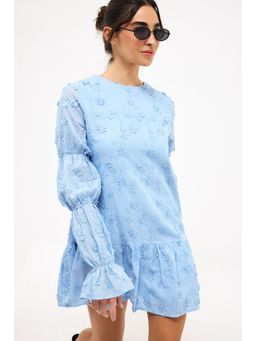 NA-KD - Light Blue Sleeve Detail Deep Back Dress