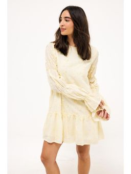 NA-KD - Light Yellow Sleeve Detail Deep Back Dress