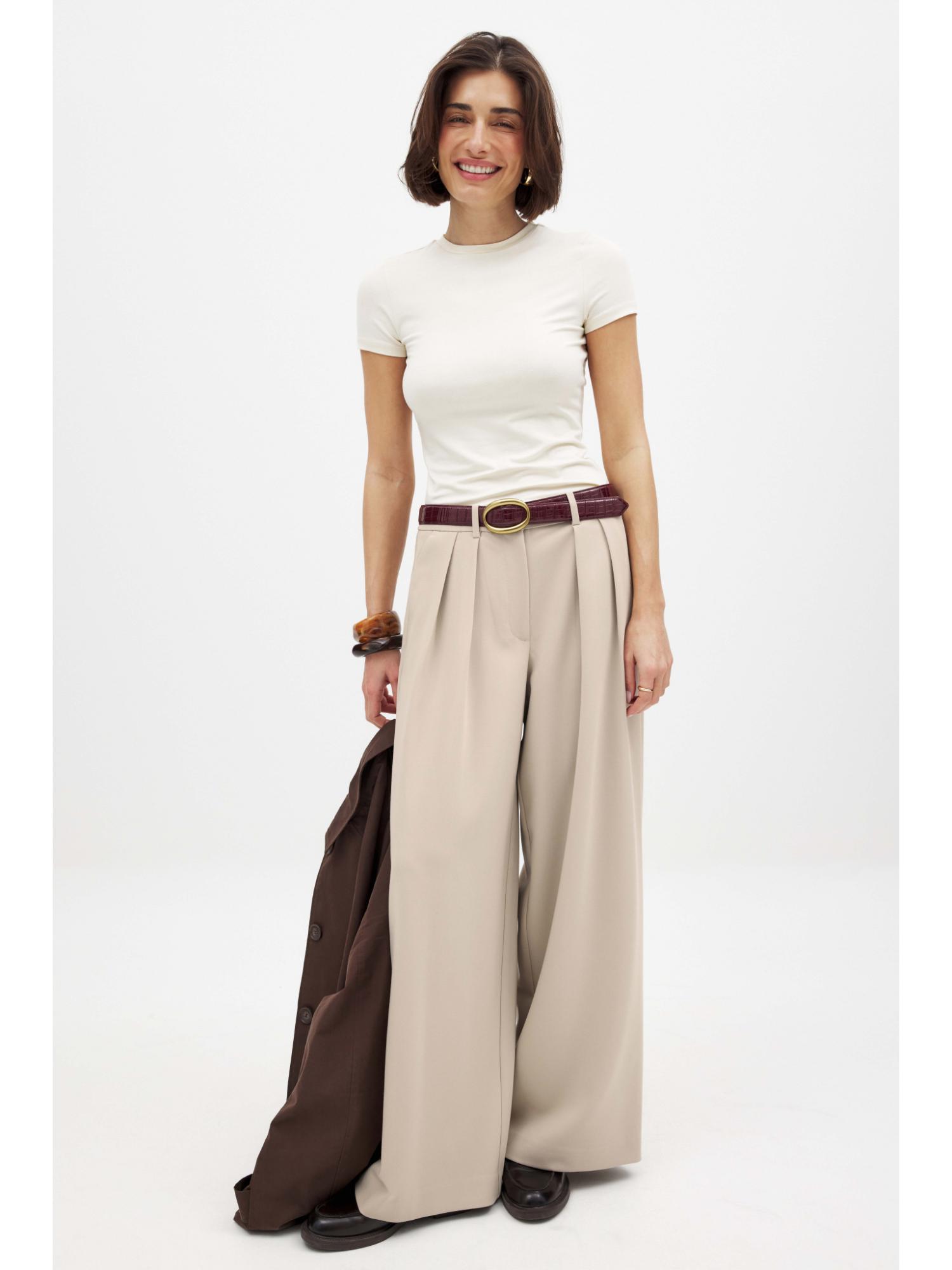 na-kd Sand Wide High Waist Suit Trouser-picture-0