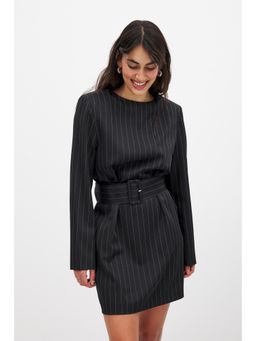 NA-KD - Stripes Tailored Belted Blazer Dress with Belt
