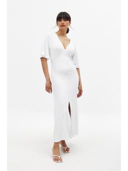 NA-KD - White Button Detail Maxi Dress