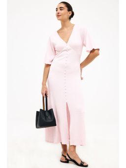 NA-KD - Pink Button Detail Maxi Dress