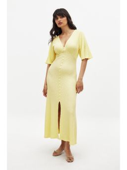 NA-KD - Light Yellow Button Detail Maxi Dress