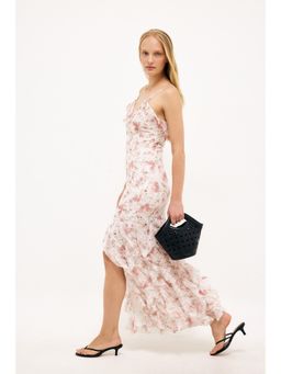 NA-KD - White Polka Dots Balloon Sleeve Open Back Maxi Dress (XL)