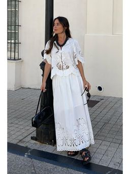 NA-KD - White Broderie Anglaise Maxi Skirt