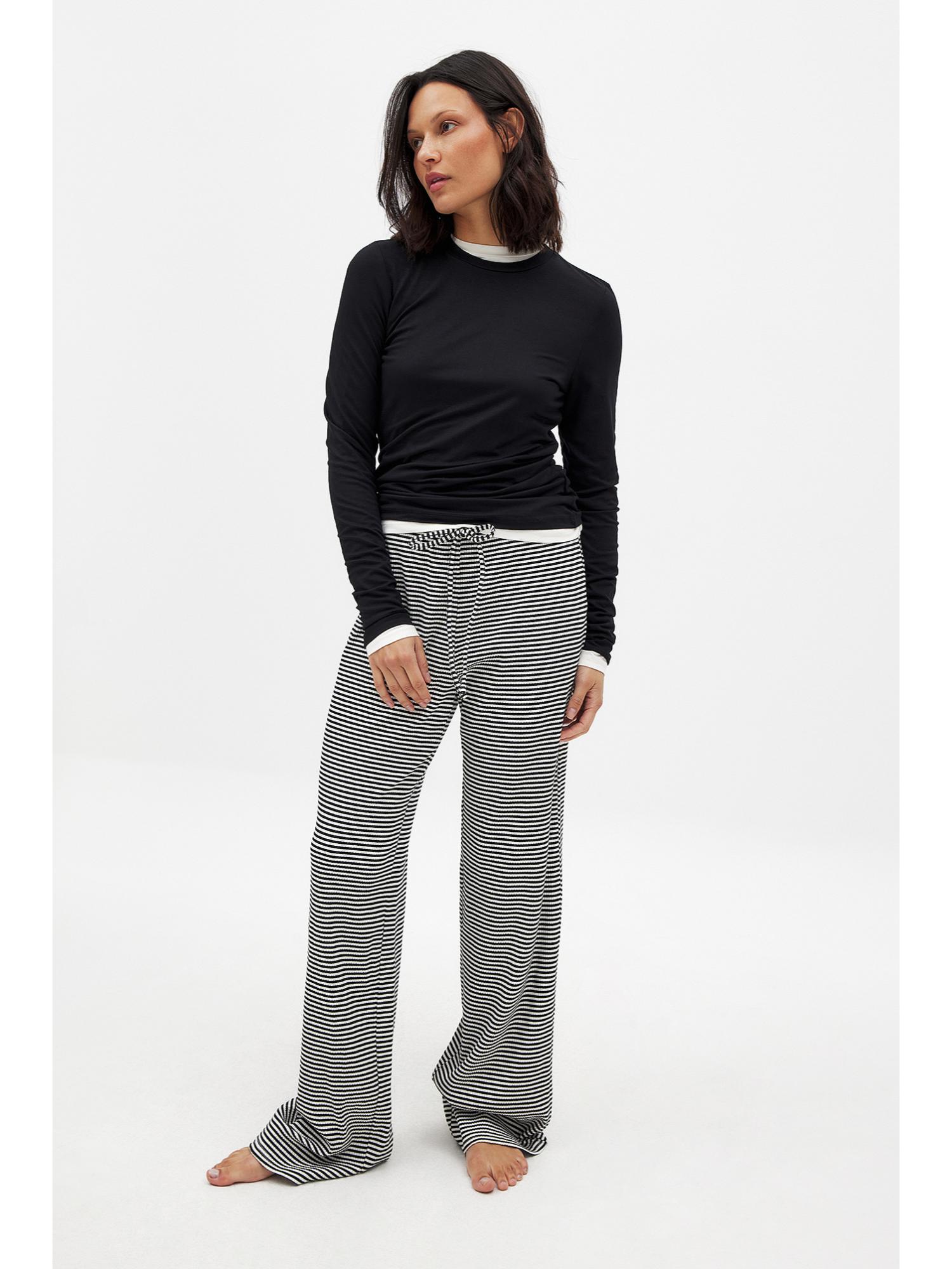 na-kd Black and White Stripes Ribbed Trouser-picture-1