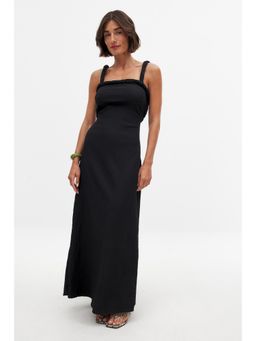 NA-KD - Black Twist Strap Open Back Maxi Dress