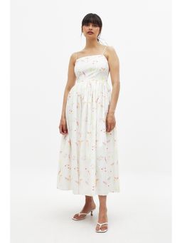 NA-KD - Floral Cotton Tie Shoulder Midi Dress