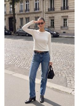 NA-KD - Mid Blue Mid Waist Ankle Denim Jeans