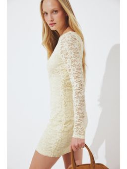 NA-KD - Light Yellow Open Back Mini Dress