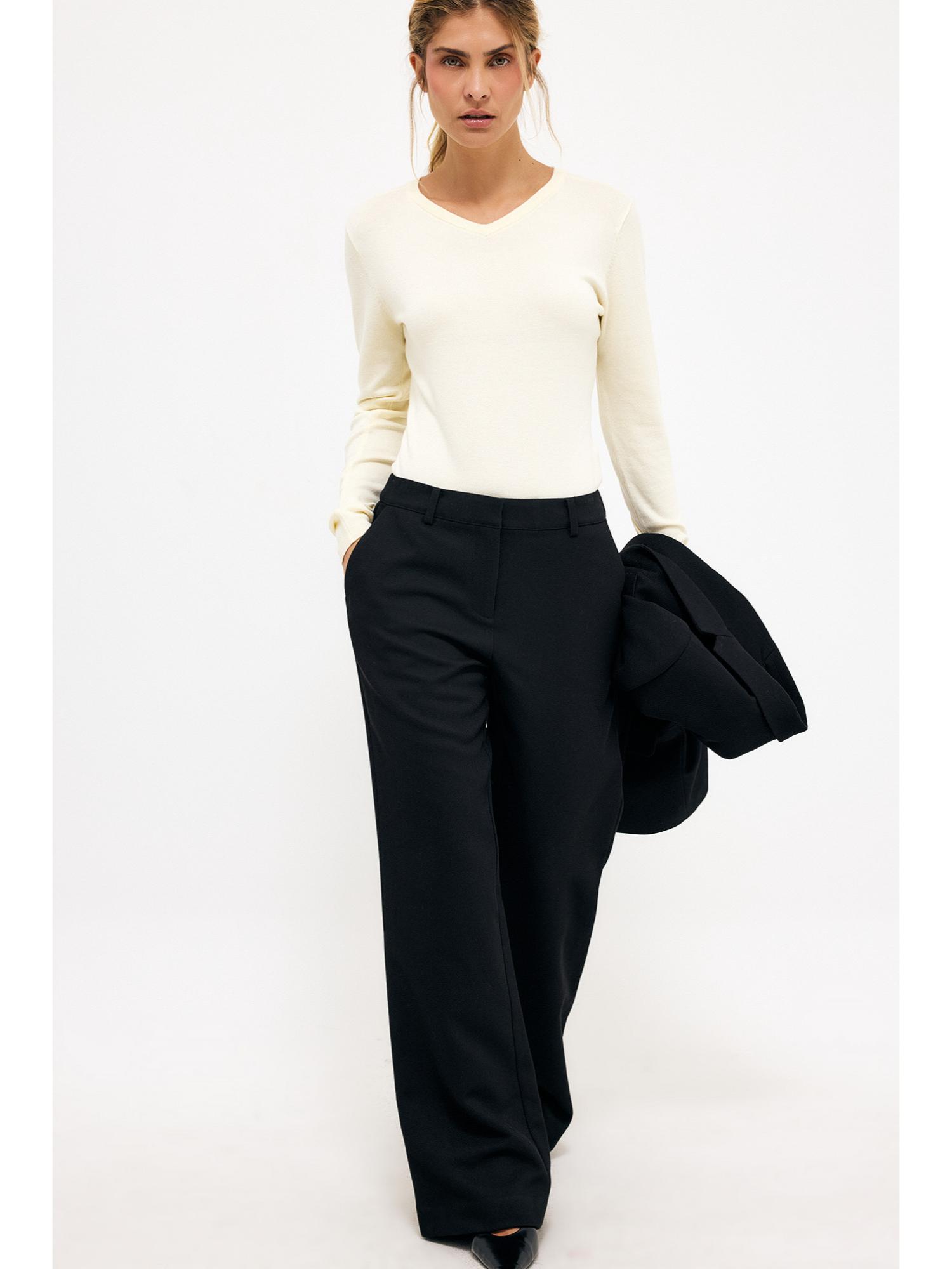 na-kd Black Mid Waist Flared Twill Pant-picture-4