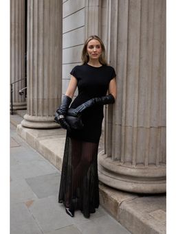 NA-KD - Black Knitted Sheer Maxi Dress