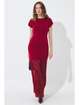 NA-KD - Red Knitted Sheer Maxi Dress