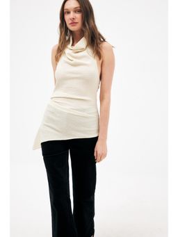NA-KD - Off White Structured Halter Neck Top