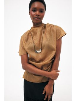 NA-KD - Light Brown Draped Sheer Top