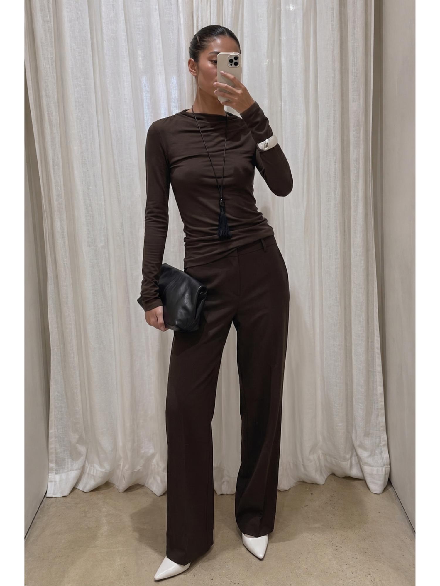na-kd Brown Tailored Mid Waist Pant-picture-3