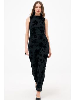 NA-KD - Black Burn Out Funnel Neck Maxi Dress