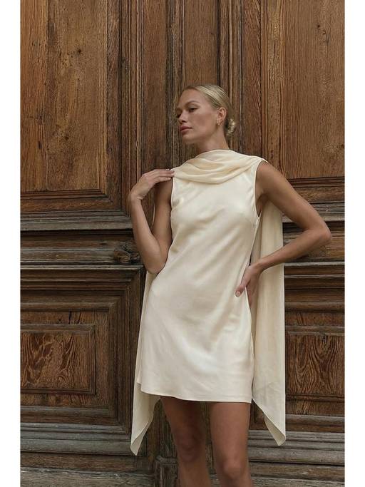 cream satin mini dress Buy NA-KD Scarf Detail (EURO 34) Online Penny lane Sexy Off-Shoulder High Slit red Christmas dress Designed in a soft Color:Cubana