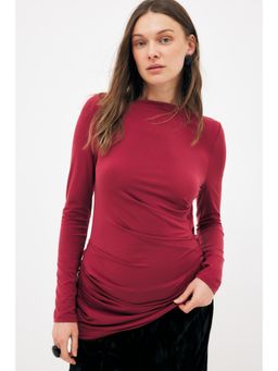 NA-KD - Maroon Open Back Draped Top