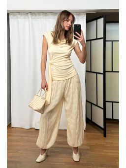 NA-KD - Light Yellow Waist Knot Detail Top