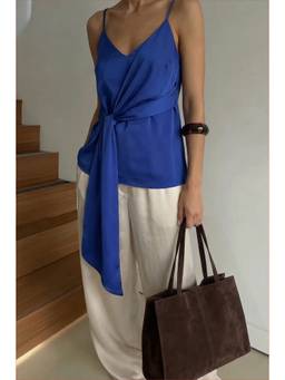 NA-KD - Blue Wrap Tie Strap Top
