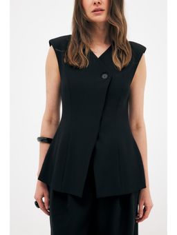 NA-KD - Black Tailored Button Vest Top