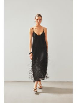 NA-KD - Black Fringe Maxi Dress